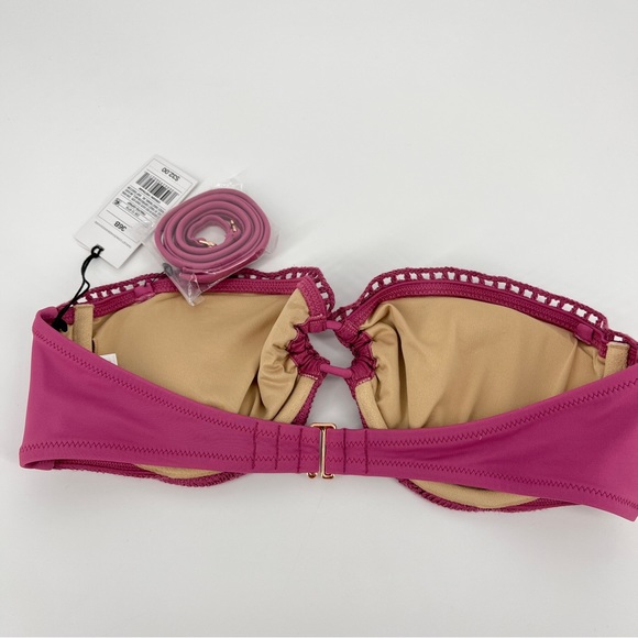 NWT Bikini Top Swim Pink Crochet Removable Straps & Pads Swim SZ 36B - Picture 4 of 6